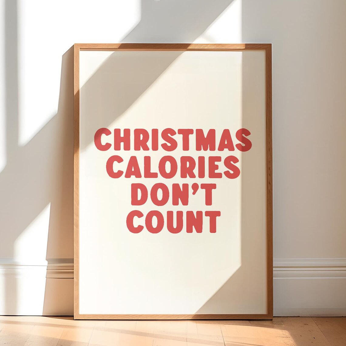 Christmas Calories Dont Count Funny Holiday Red Typography Poster