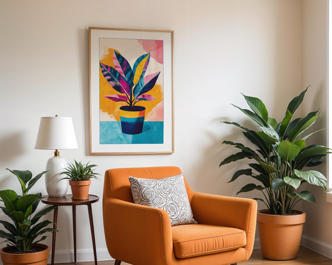 Houseplant Abstract Boho Botanical Wall Art Print - Image 2