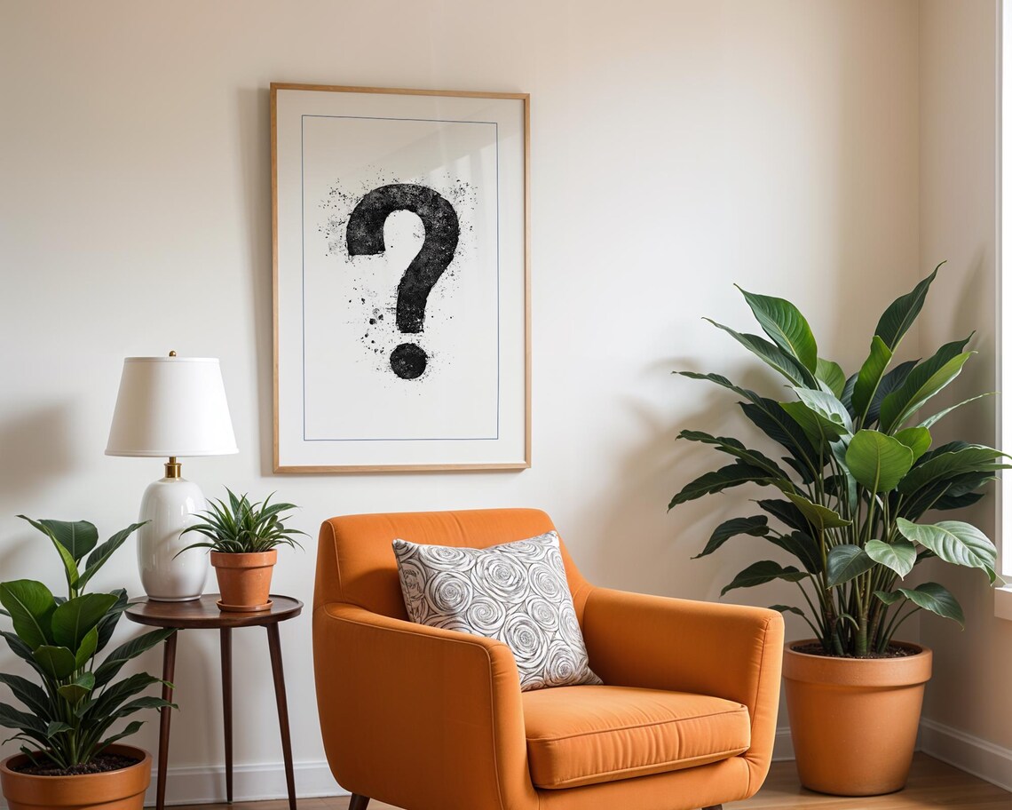 Question Mark Art, Distressed Minimalist Typography - Image 2