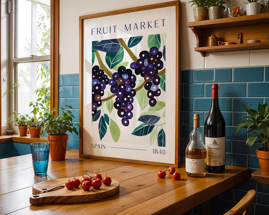 Spanish Grape Fruit Market Poster, Vintage Botanical Kitchen Art - Image 6