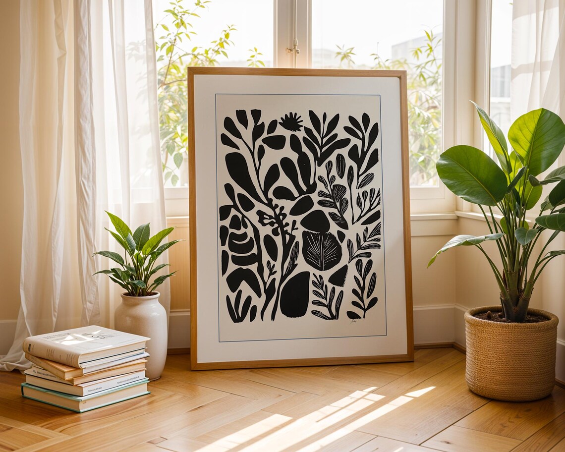 Botanical Print, Hand Drawn Scandinavian Inspired Illustration