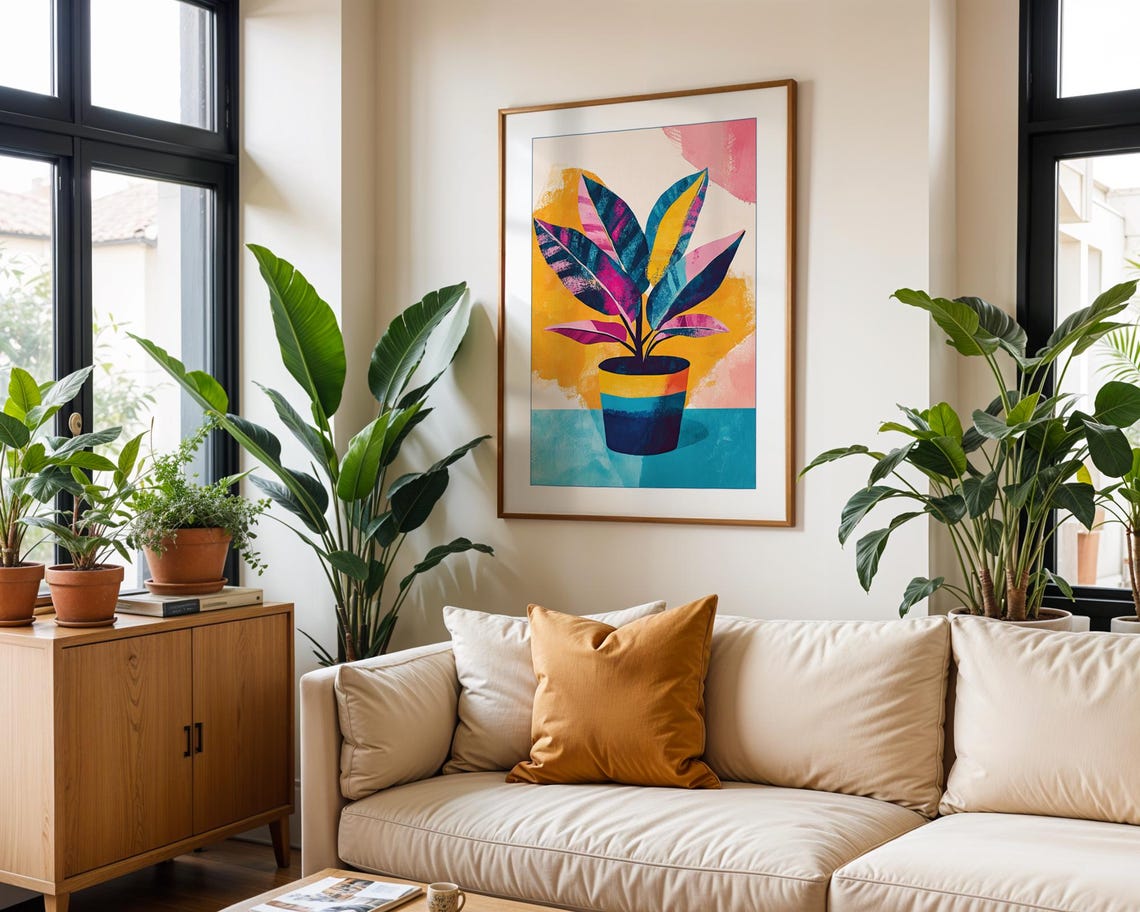Houseplant Abstract Boho Botanical Wall Art Print - Image 5
