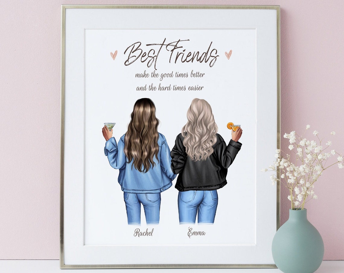 Personalized Best Friends Wall Art Rachel Emma Cocktails Gift