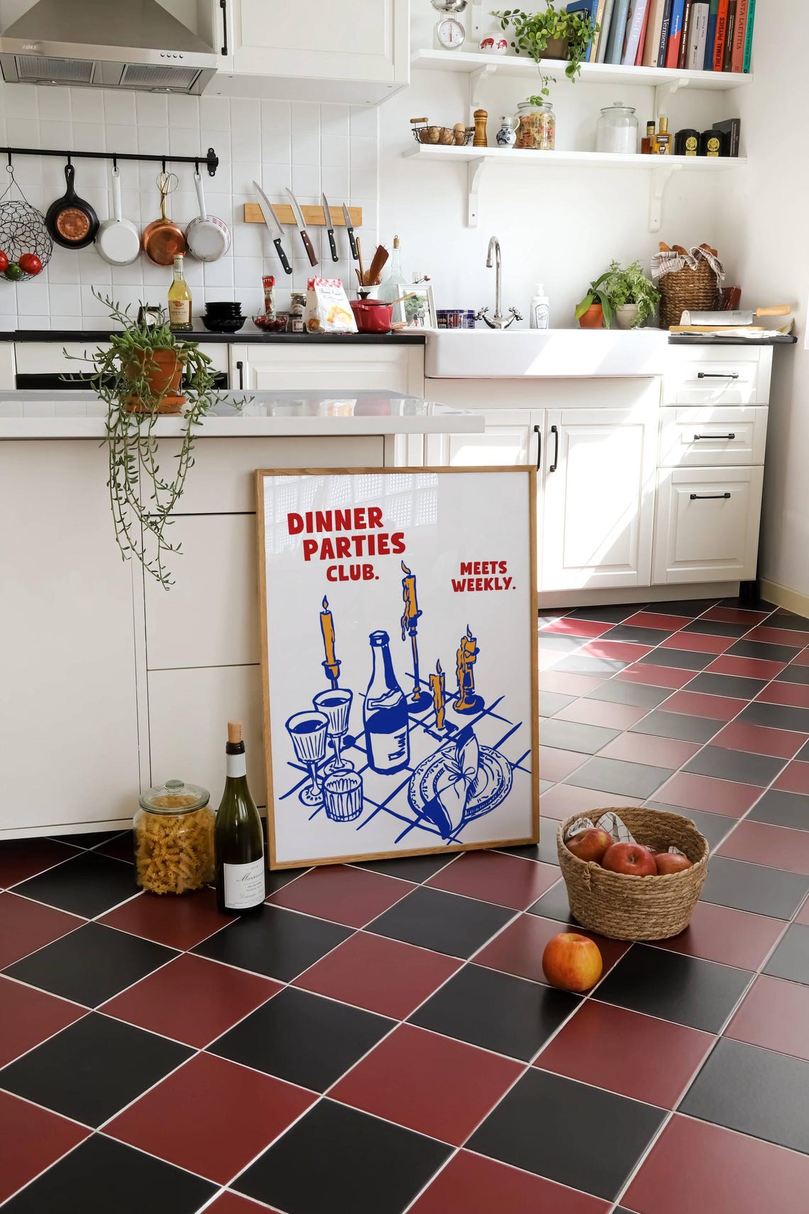 Dinner Parties Club Fun Weekly Bold Table Setting Line Art Poster - Image 4
