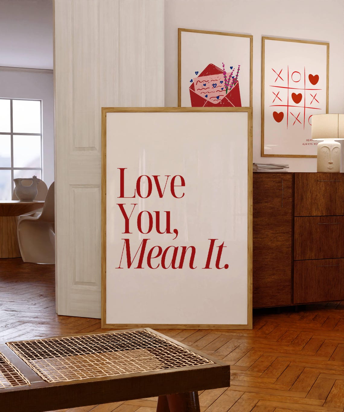Love You Mean It Poster Aesthetic Love Wall Art Trendy Love You Print Red Wall Art Edgy Art 70s Wall Art Love Print Art