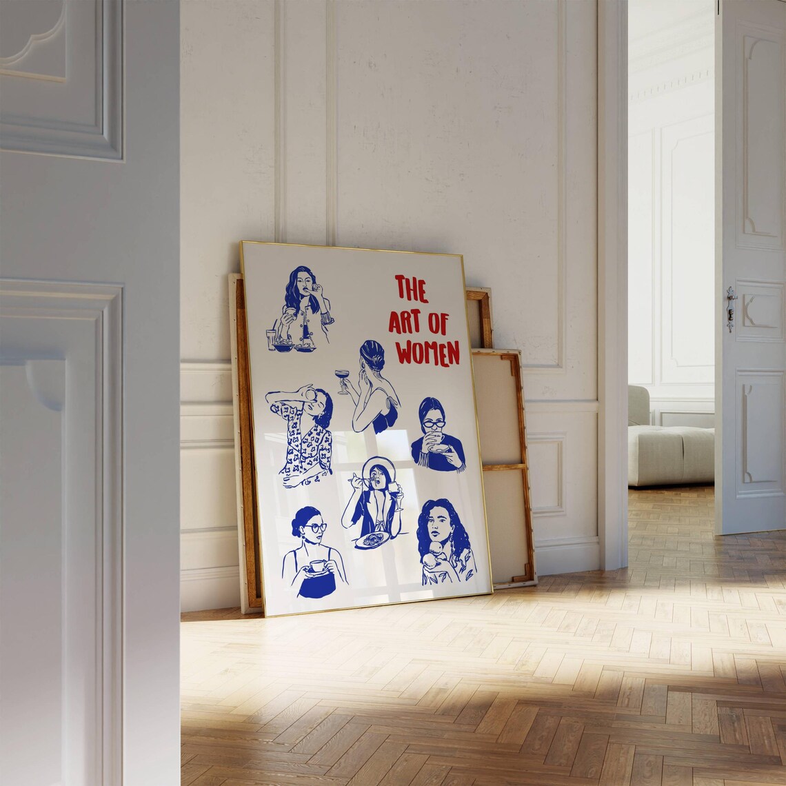 The Art Of Women Blue Ink Line Illustrations Feminine Joy Poster - Image 4