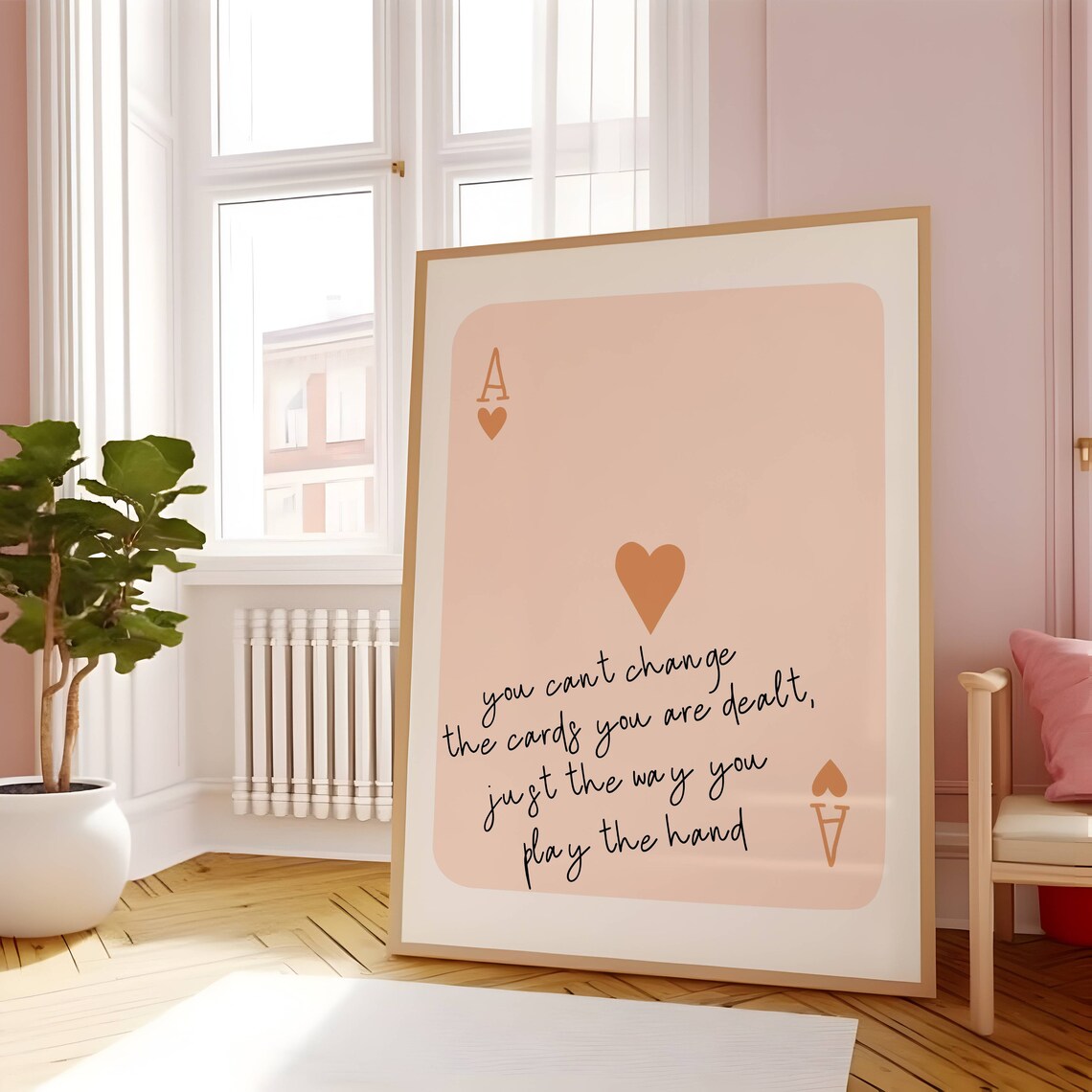 Ace Of Hearts Retro Motivational Quote Art Print