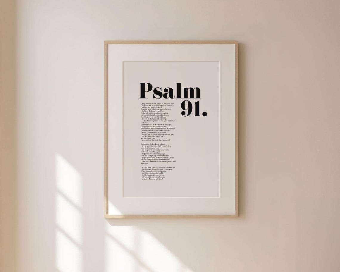 Psalm 91 Nlt Bible Verse Wall Art Minimalist Decor Christian Modern Scripture Poster New Living Translation Baptism Birthday Gift Idea - Image 4