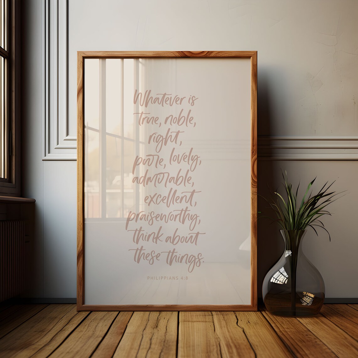 Philippians 4:8 Whatever Is True Noble Right Handwritten Bible Verse Poster - Image 6