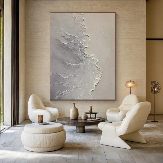 Grey Art Grey Minimalist Texture Painting Large Grey Wall Art Light Beige Abstract Painting Modern Abstract Art Home Decor