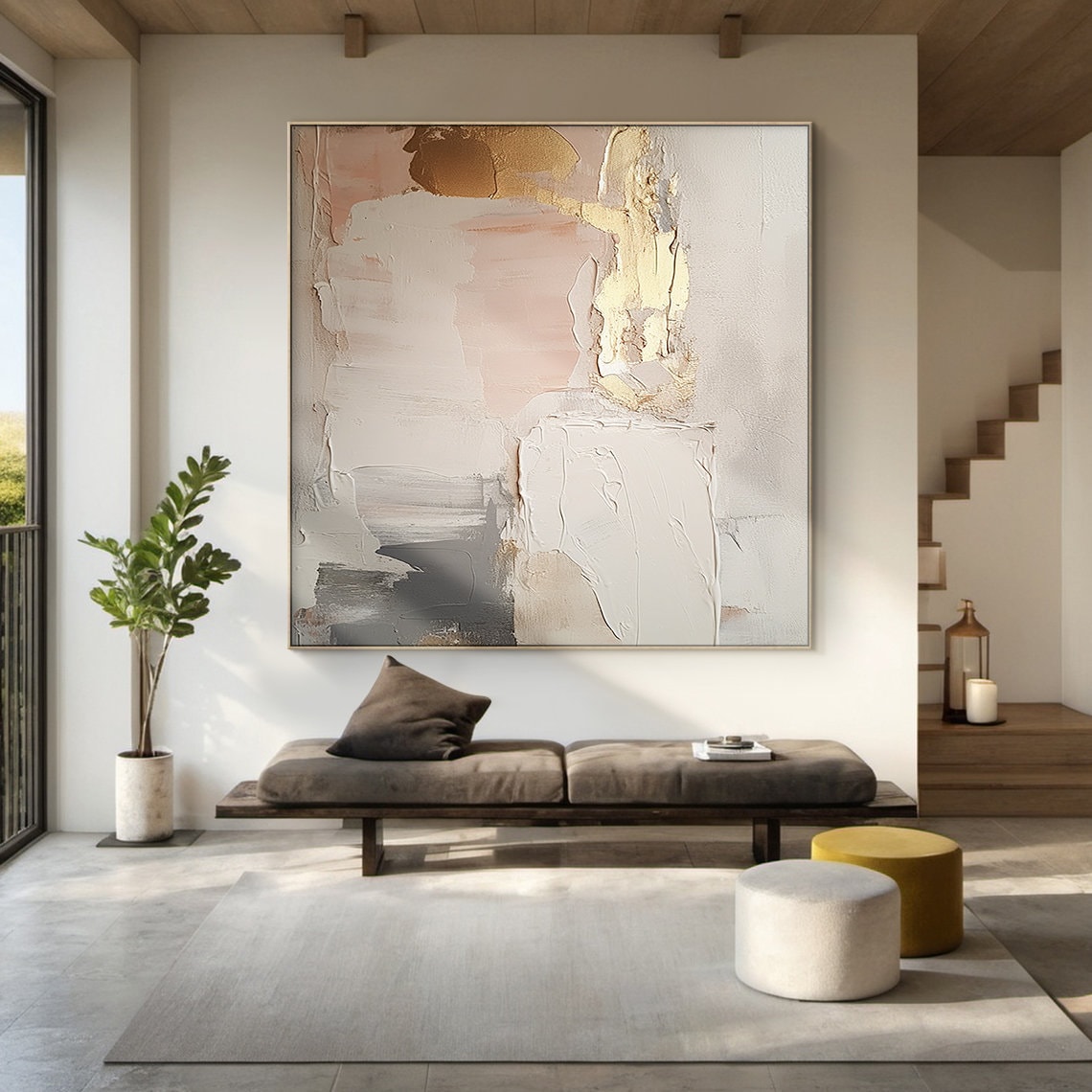 Pink Abstract Texture Art Print, Modern Living Room - Image 4