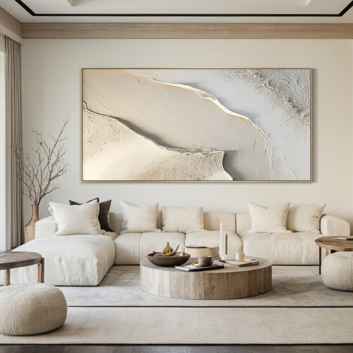 White Abstract Painting, Beige Minimalist Art Print - Image 4