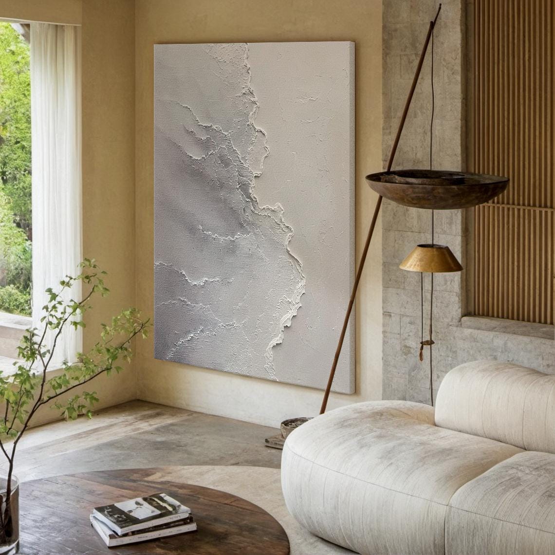 Grey Art Grey Minimalist Texture Painting Large Grey Wall Art Light Beige Abstract Painting Modern Abstract Art Home Decor - Image 5