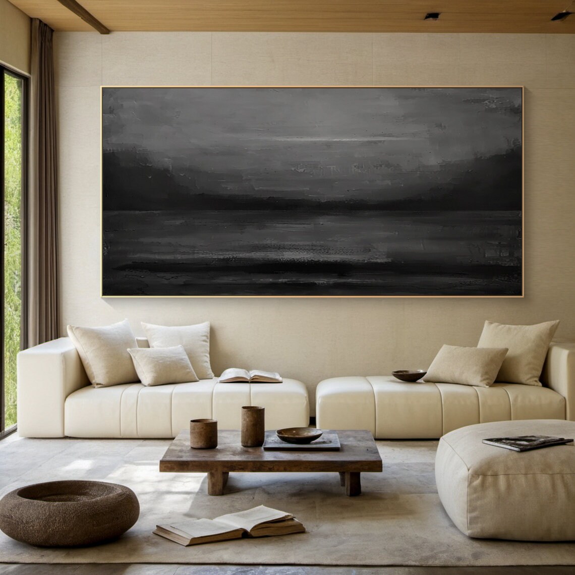 Black Minimalist Wabi Sabi Abstract Art Print - Image 2
