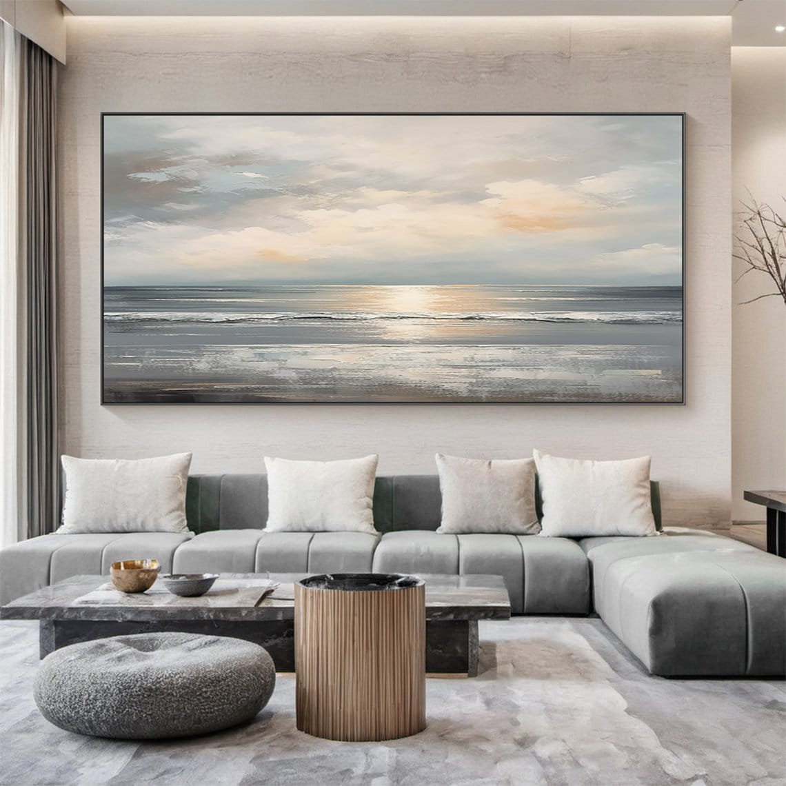 Ocean Wave Seaside Sunset Oil Painting Art Print, Modern - Image 2