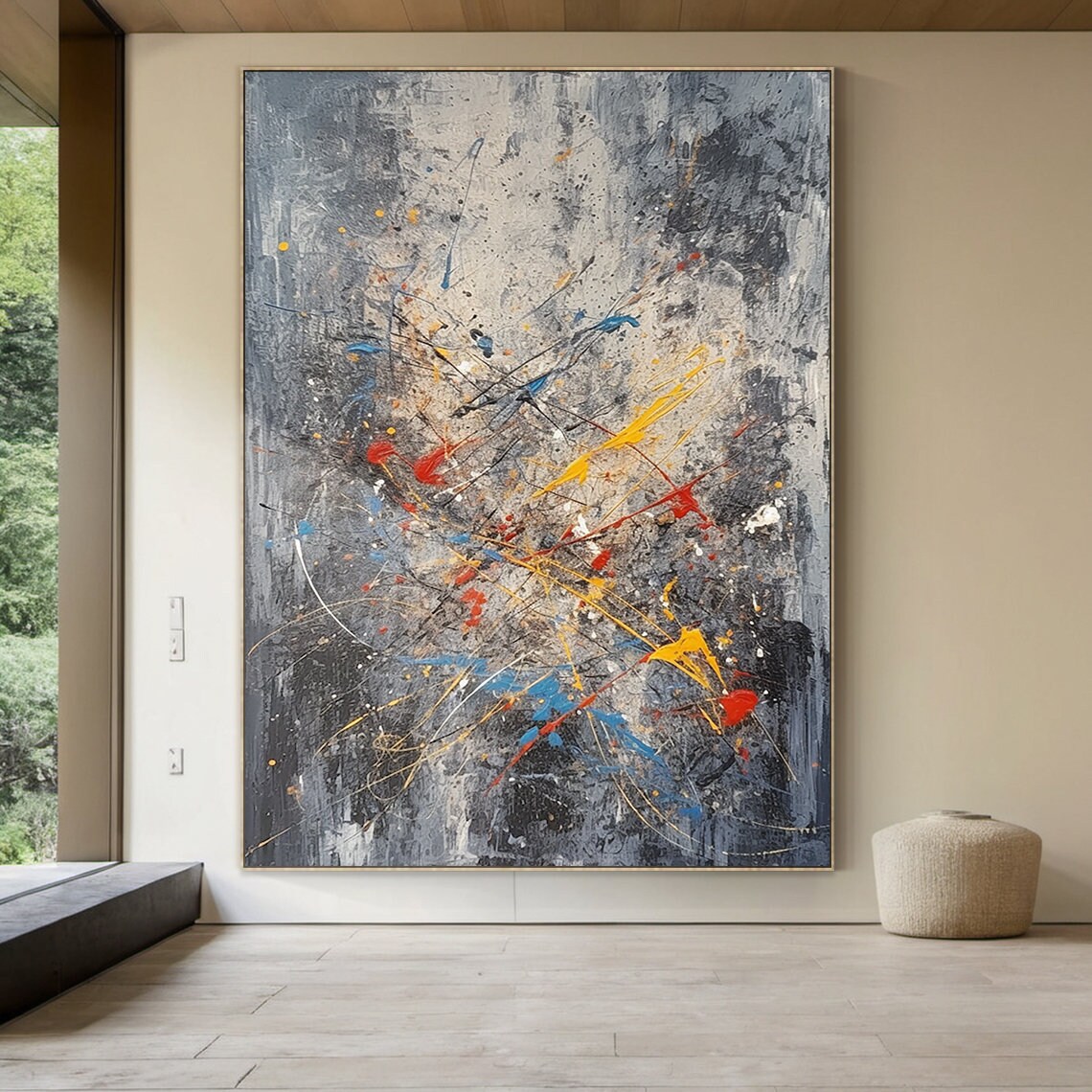 Gray Graffiti Abstract Painting Gray Wabi Sabi Wall Art Large Gray Wall Art Textured Hand Painting Home Wall Decoration - Image 5