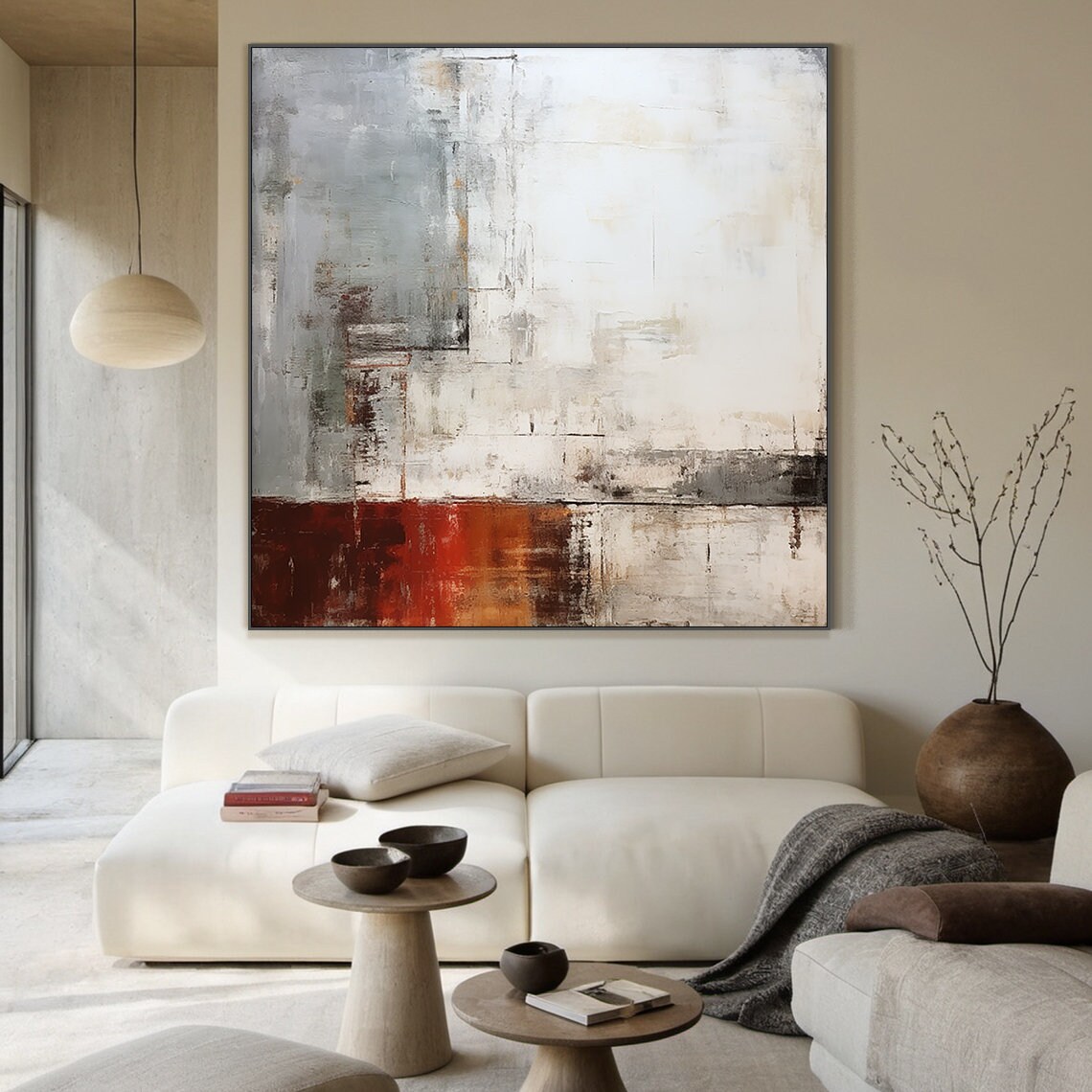 Wabi Sabi White and Grey Abstract Art Print - Image 5