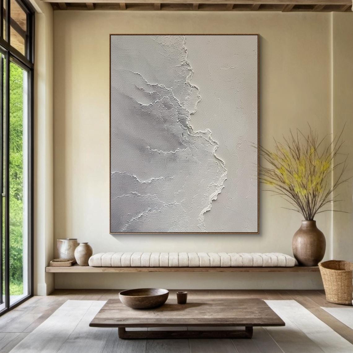 Grey Art Grey Minimalist Texture Painting Large Grey Wall Art Light Beige Abstract Painting Modern Abstract Art Home Decor - Image 2