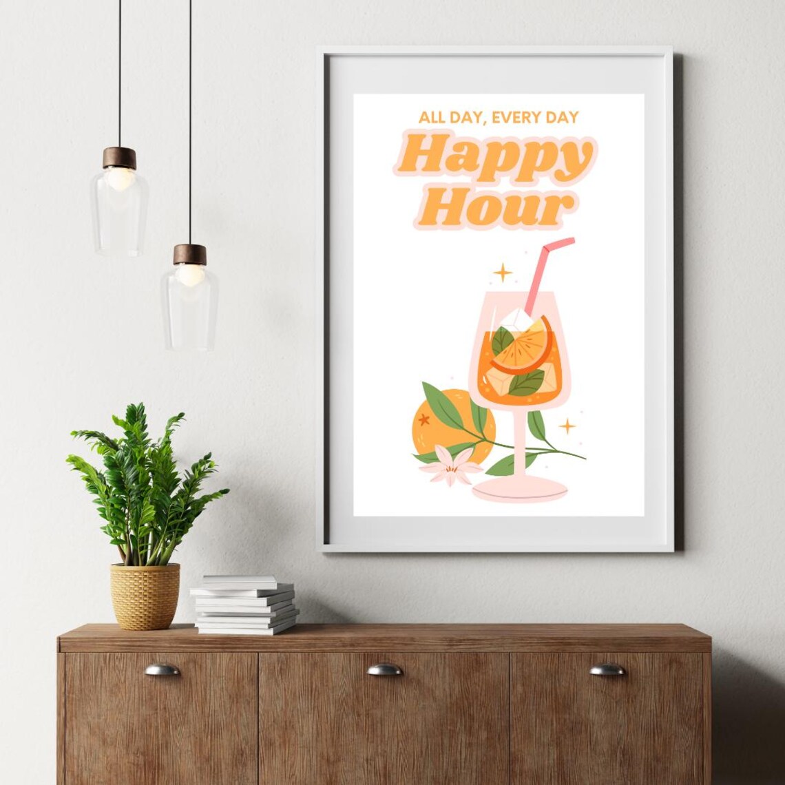 Happy Hour Cocktail Quote Art Print - Image 3