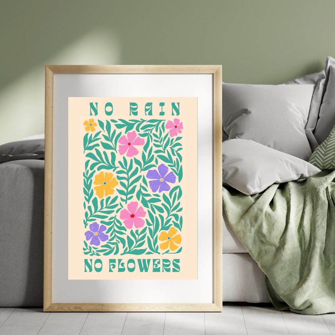 No Rain No Flowers Quote Poster, Motivational - Image 3