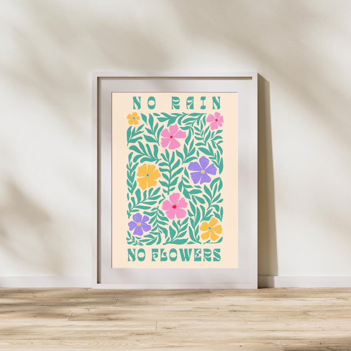 No Rain No Flowers Quote Poster, Motivational
