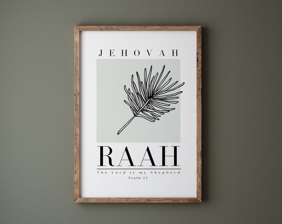 Jehovah Raah Psalm 23 Minimalist Bible Verse Art Print