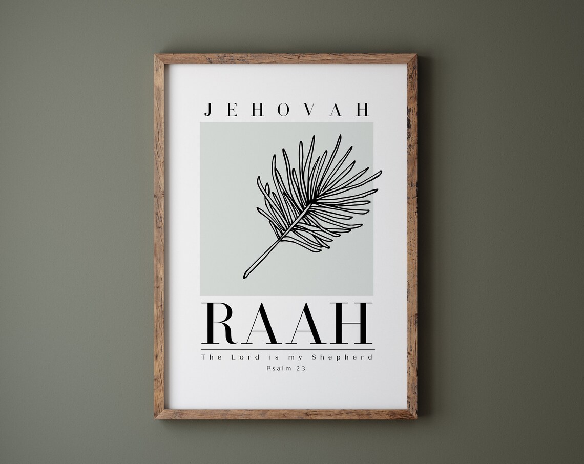 Jehovah Raah Psalm 23 Minimalist Bible Verse Art Print