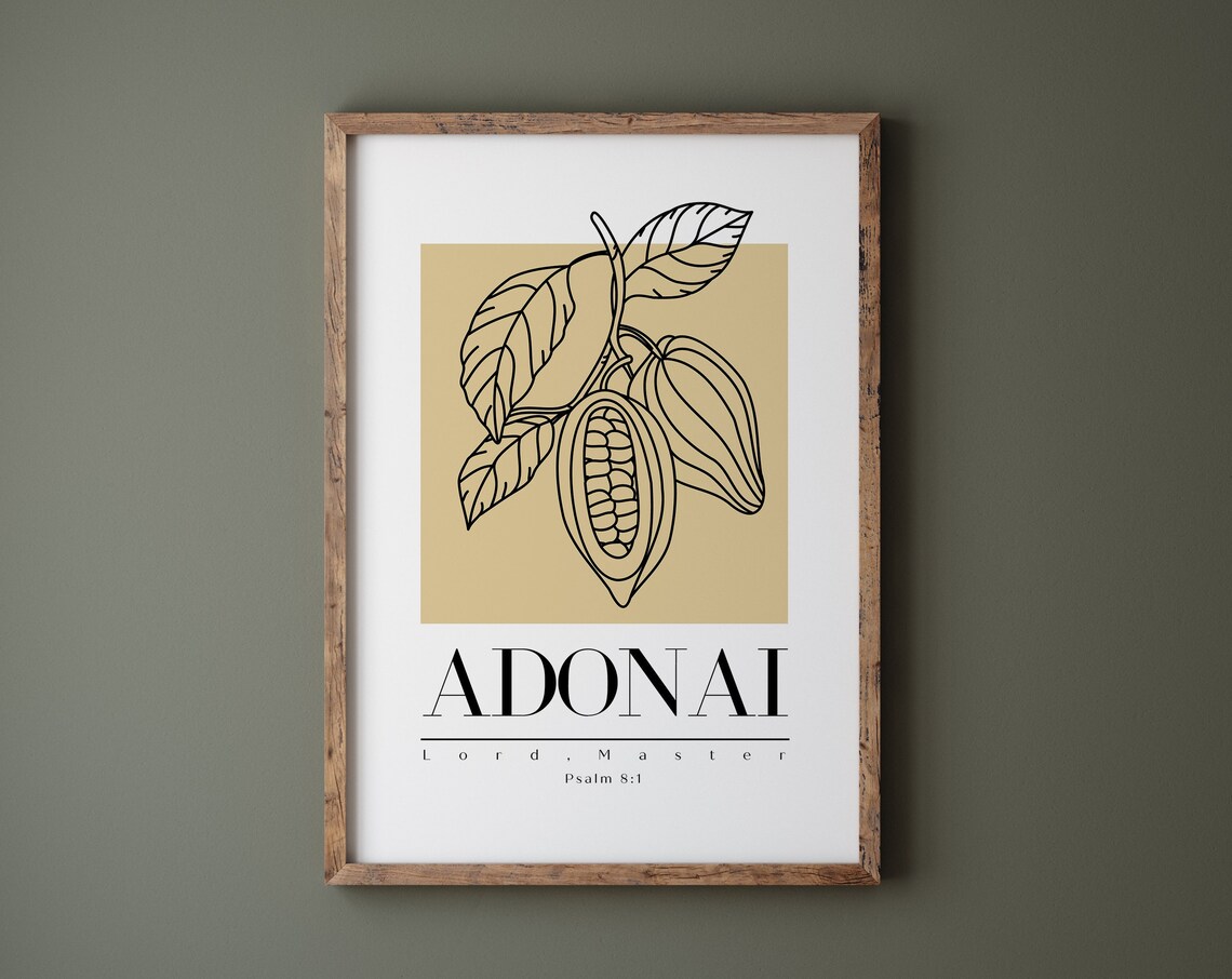 Adonai Hebrew Names Of God Minimalist Christian Print