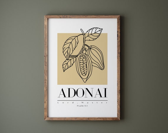 Adonai Hebrew Names Of God Minimalist Christian Print