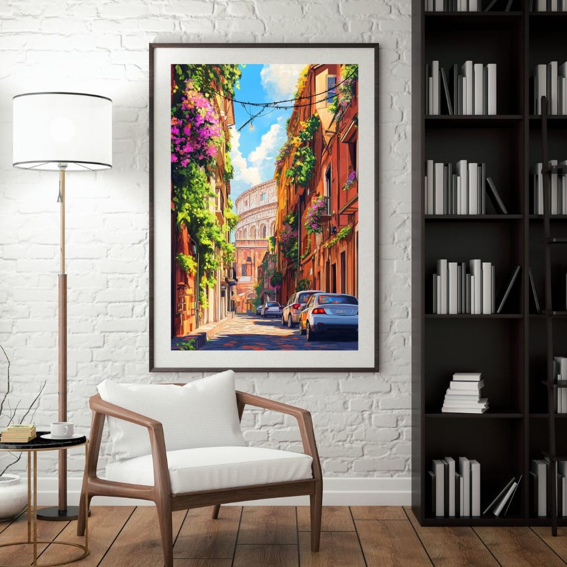 Rome Italy Wall Art Colosseum Street View Poster Travel Print Rome Cityscape Print Italian Decor Vintage Illustration Poster - Image 4
