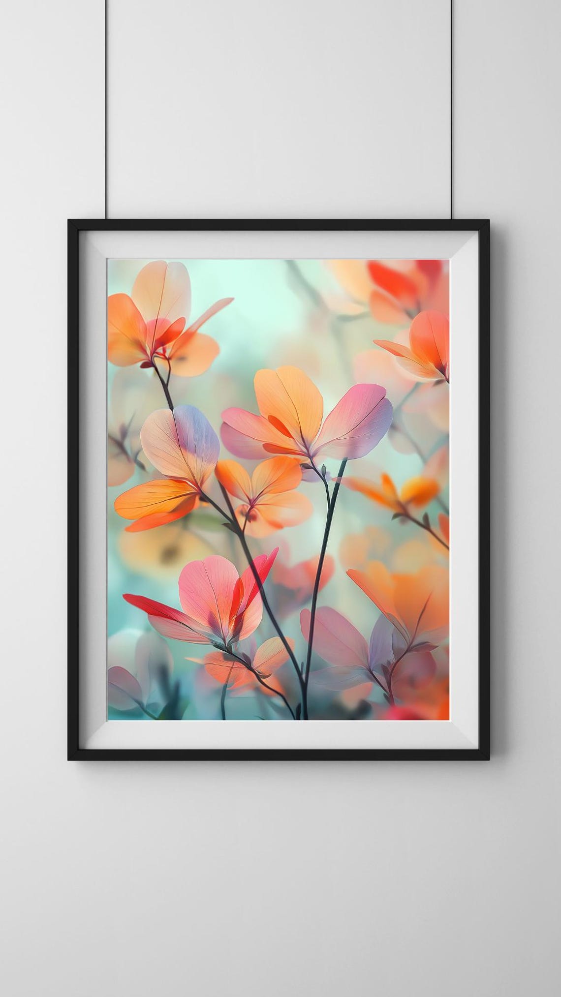 Translucent Coral And Peach Blossoms Watercolor Botanical Poster