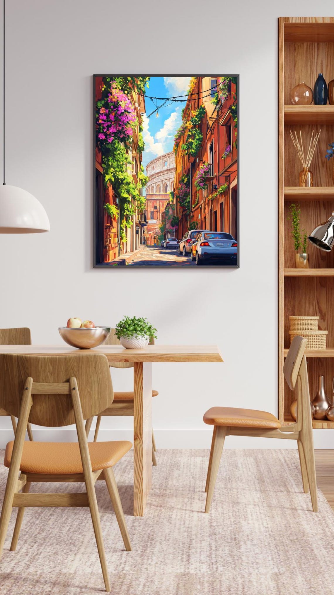 Rome Italy Wall Art Colosseum Street View Poster Travel Print Rome Cityscape Print Italian Decor Vintage Illustration Poster - Image 2