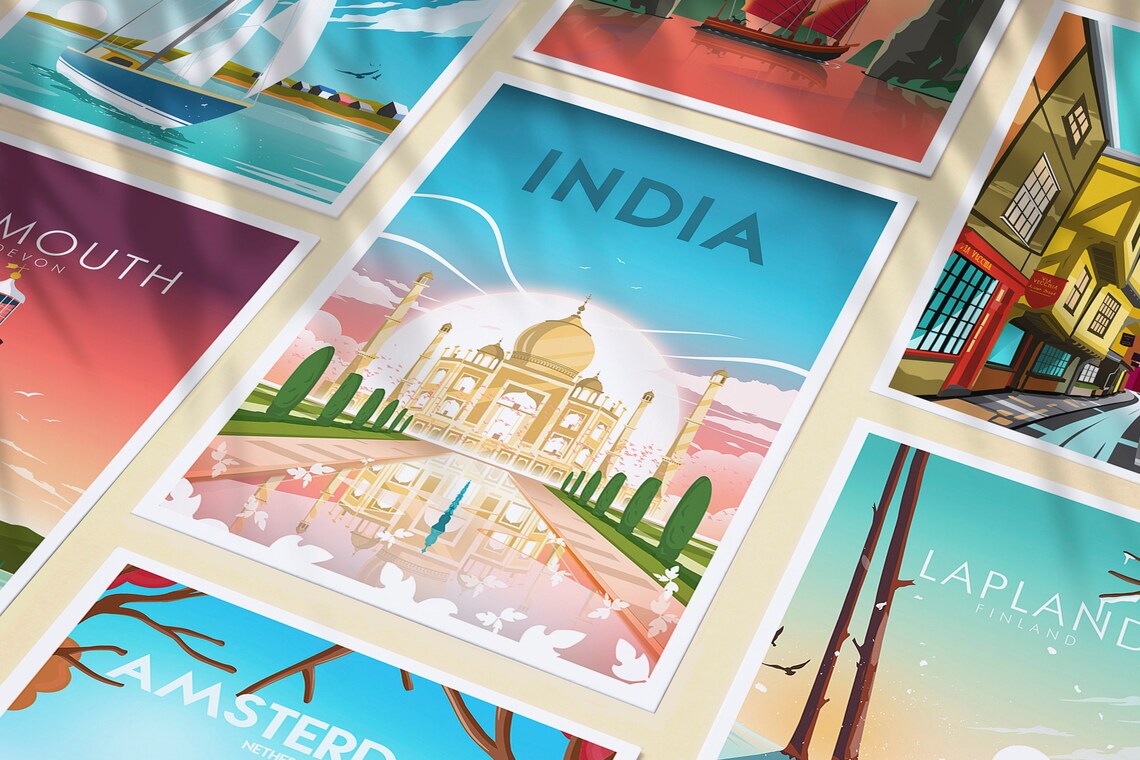 Taj Mahal Travel Poster, India Place Print - Image 3