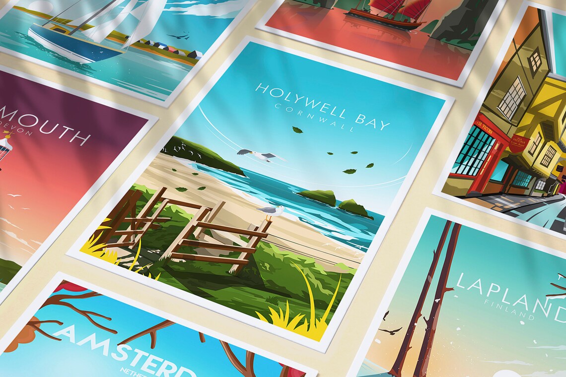 Holywell Bay Cornwall England Dune Gate Beach Twin Islands Poster - Image 3