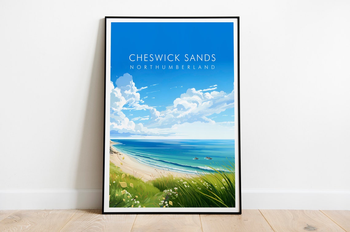 Cheswick Sands Northumberland Sandy Beach Seascape Travel Poster - Image 2