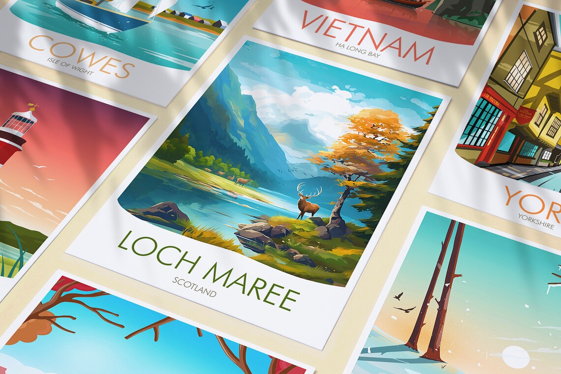 Loch Maree Travel Poster, Lake Landscape Art Print - Image 3