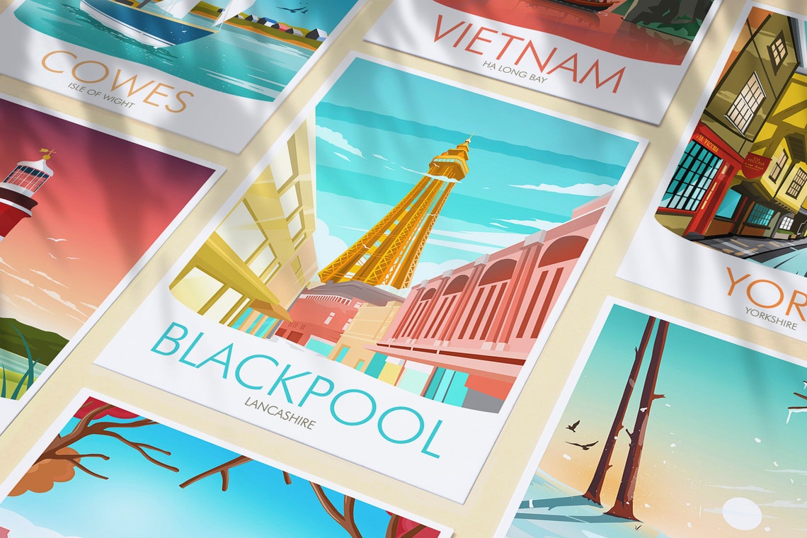 Blackpool Lancashire Iconic Tower Seaside Promenade Travel Poster - Image 3