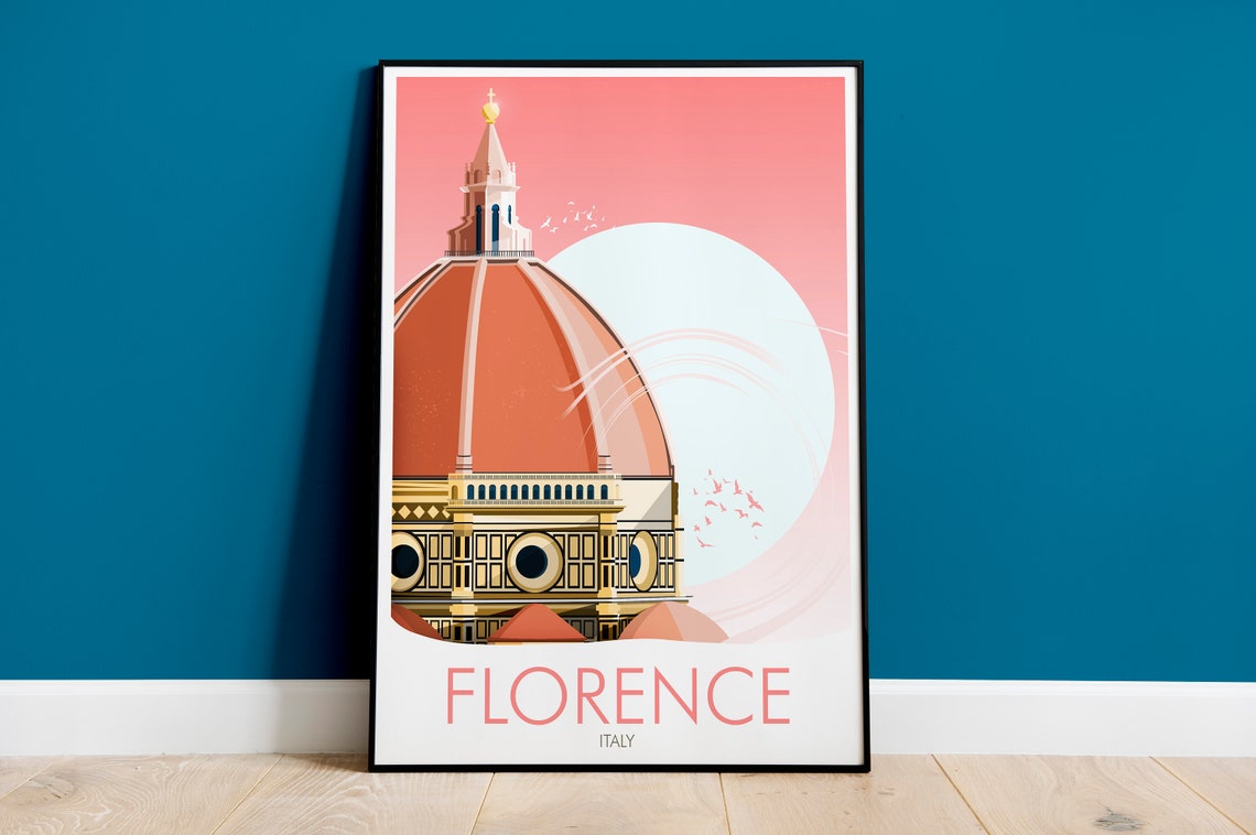 Florence Italy Duomo Cathedral Terracotta Dome View Art Poster
