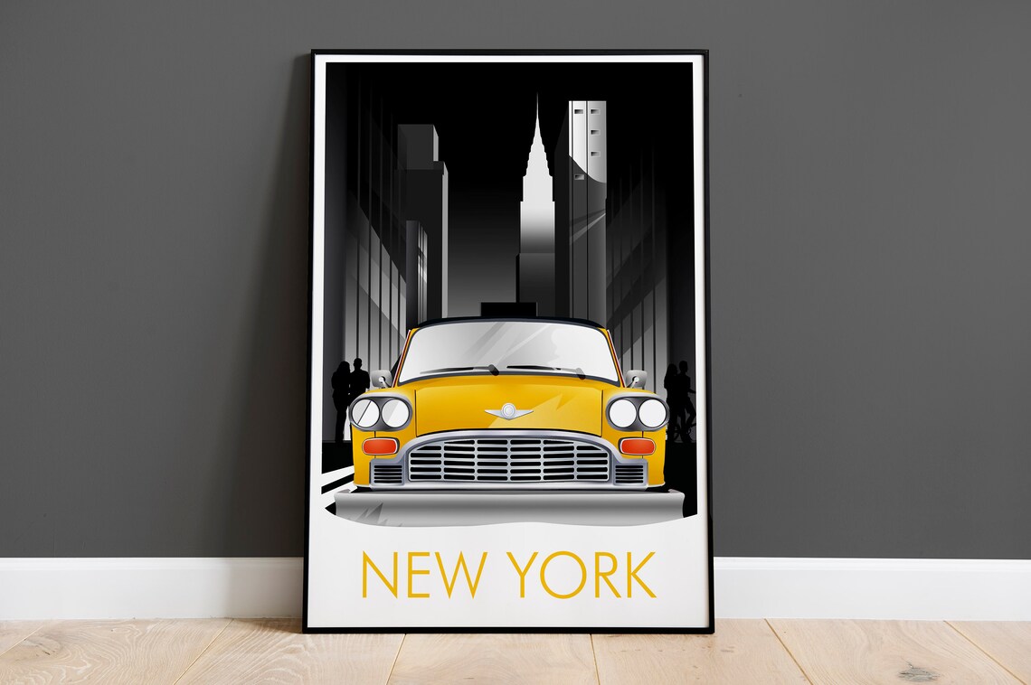 New York City Travel Poster, Cityscape Wall Art