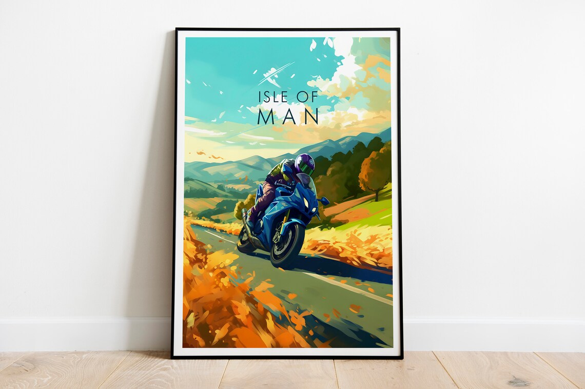 Isle Of Man Motorcycle Road Racing Green Hills Countryside Poster - Image 2