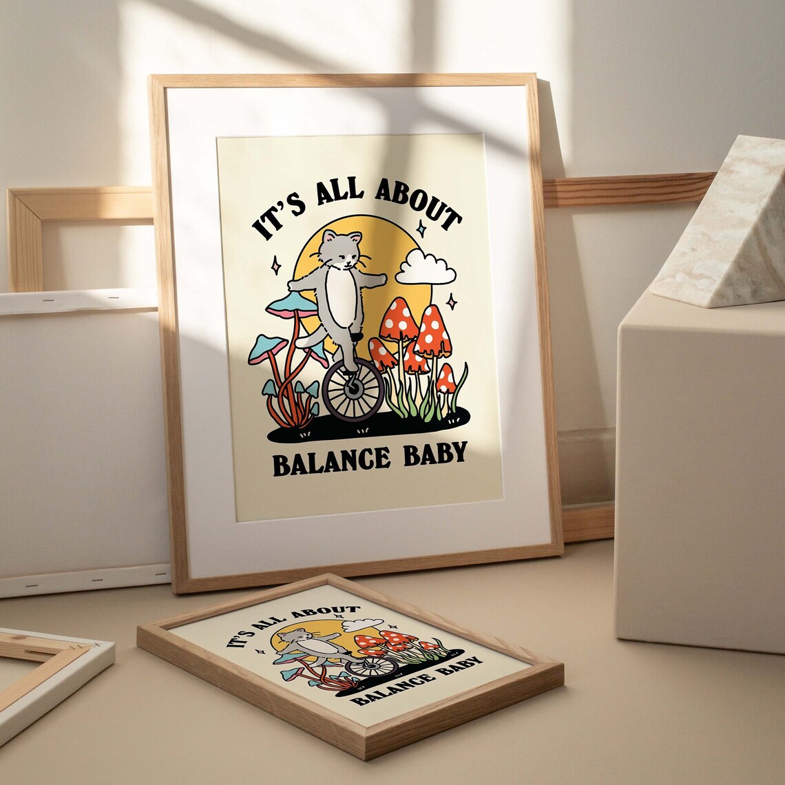 Balance Cat Quote Poster, Retro Cottagecore Style - Image 3