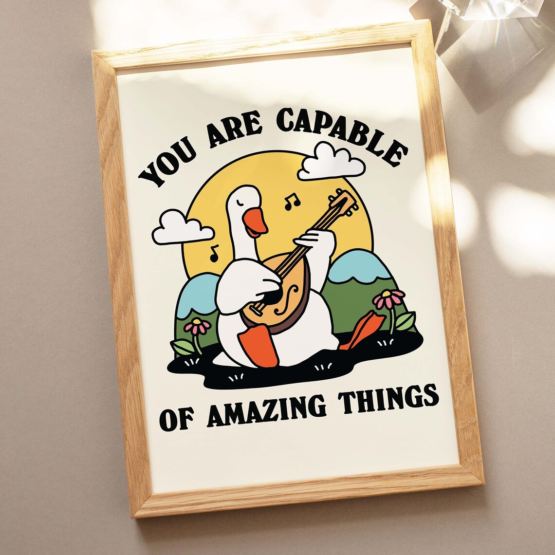 Retro Banjo Goose Cottagecore Poster, Affirmation Quote - Image 2