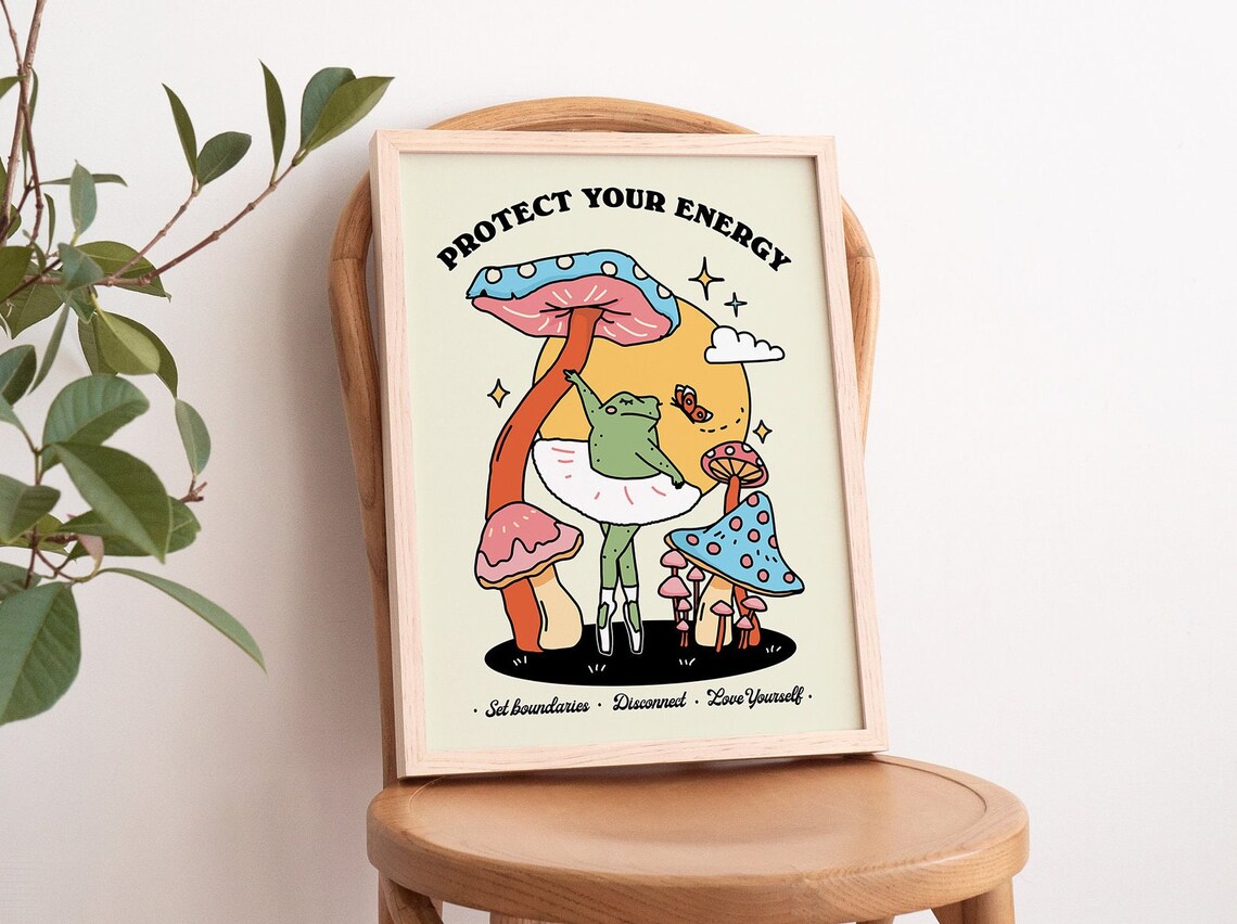 Groovy Frog Ballerina Vintage Style Art Print - Image 4