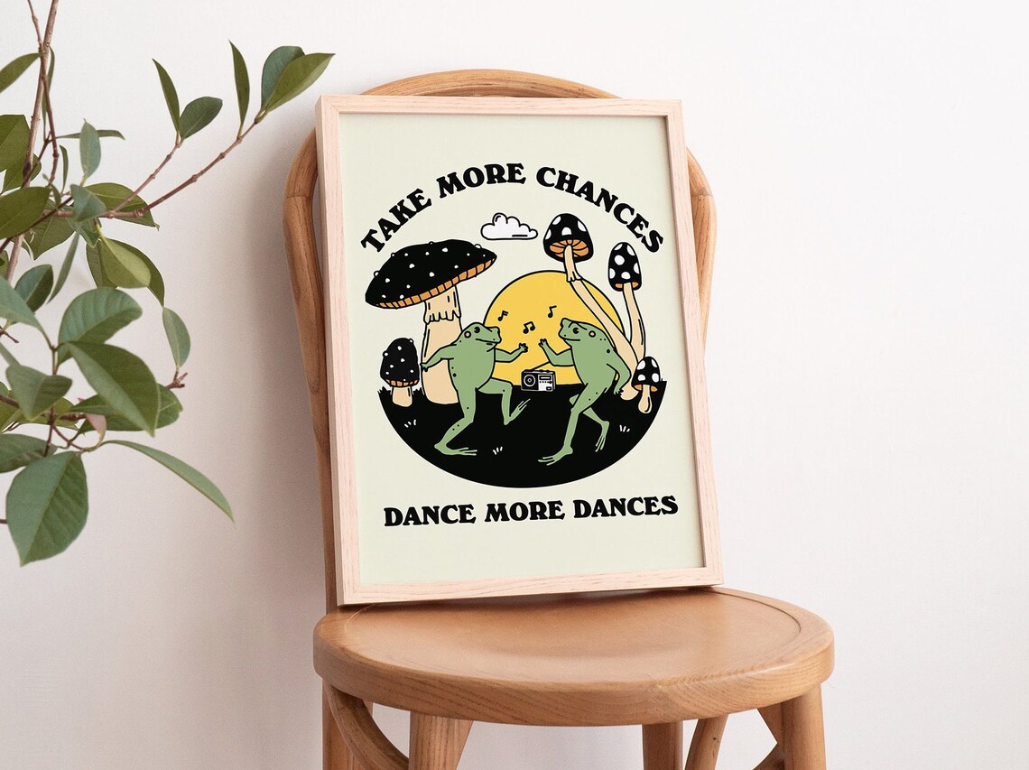 Dancing Frog Selfcare Quote, Vintage Mushroom Art Print - Image 4