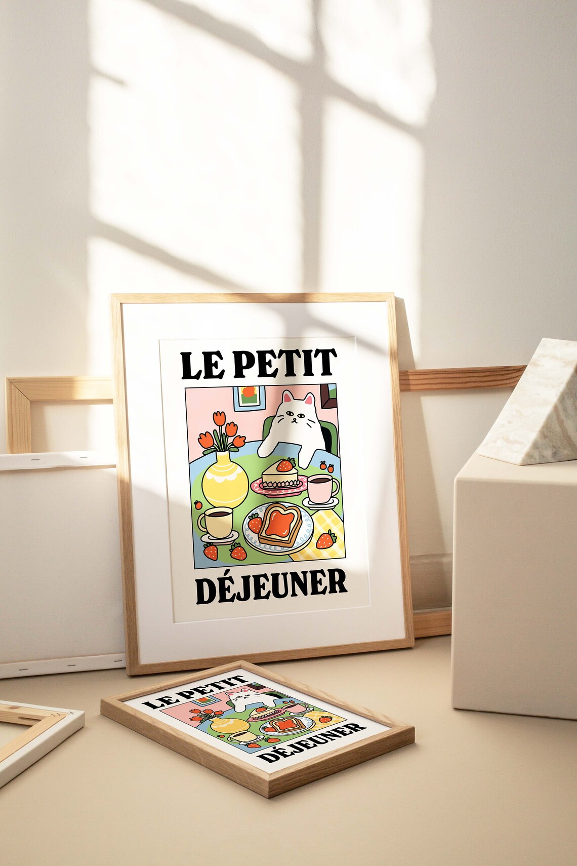 French Cafe Cat Print, Bistro Breakfast Kitchen Art - Image 2
