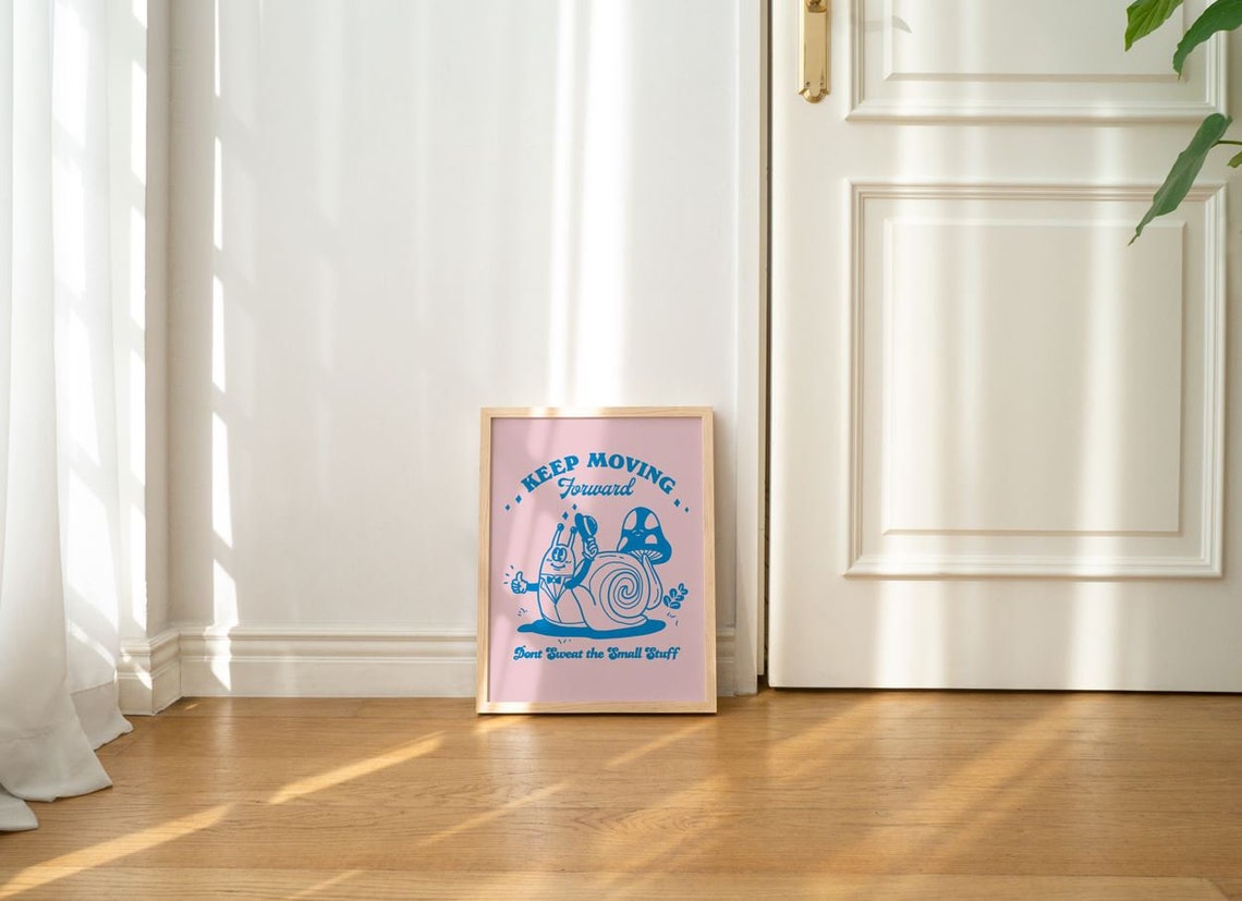 Keep Moving Forward Dont Sweat The Small Stuff Snail Retro Poster - Image 3