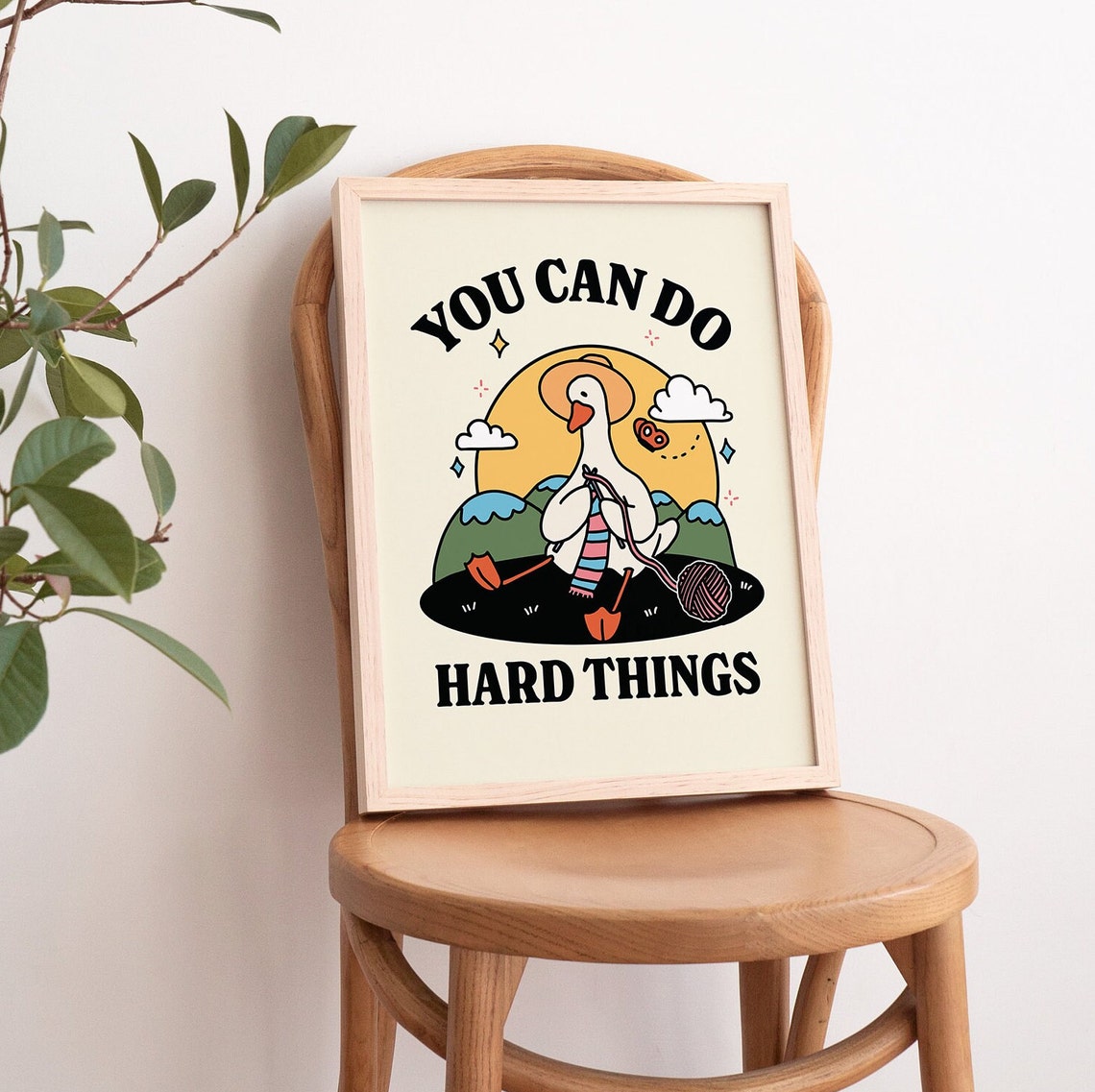 Cute Goose Wall Print Retro Frog Illustration Classroom Print Cottagecore Positive Quote Cute Print Kids Room - Image 3