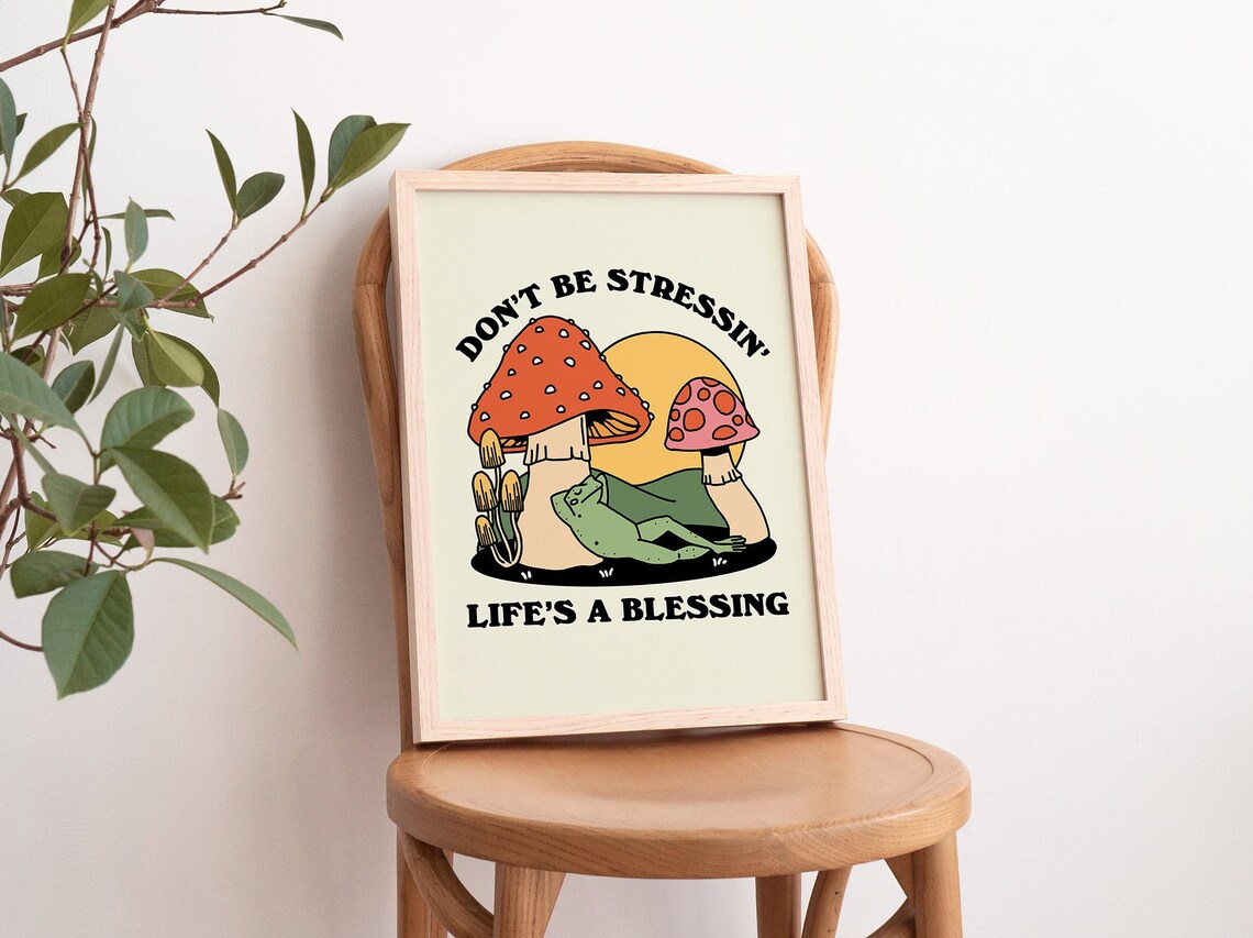 Groovy Frog Retro Mushroom Art Print, 70s Style - Image 4