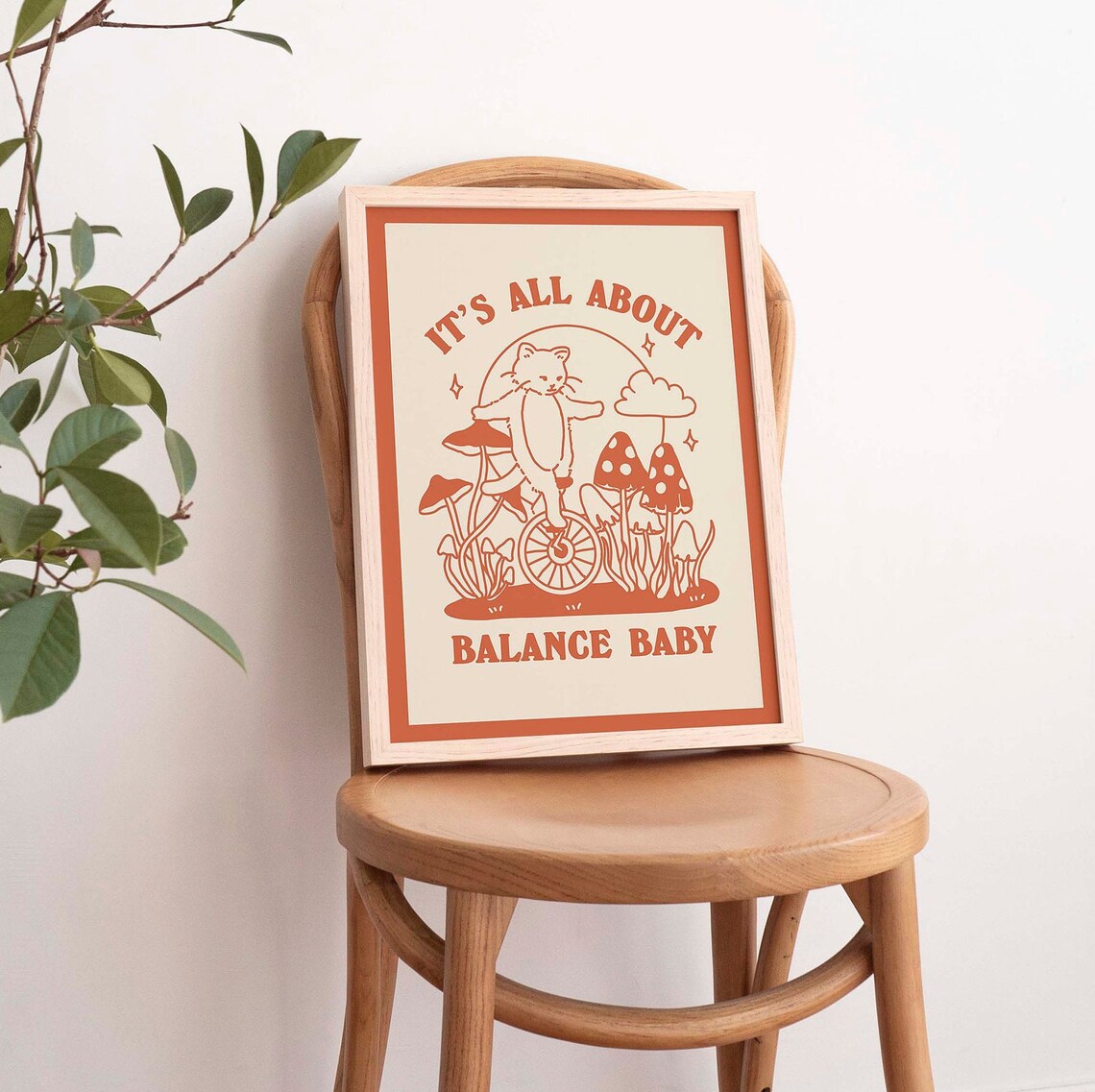 Balance Cat Print, Retro Cottagecore Poster - Image 3
