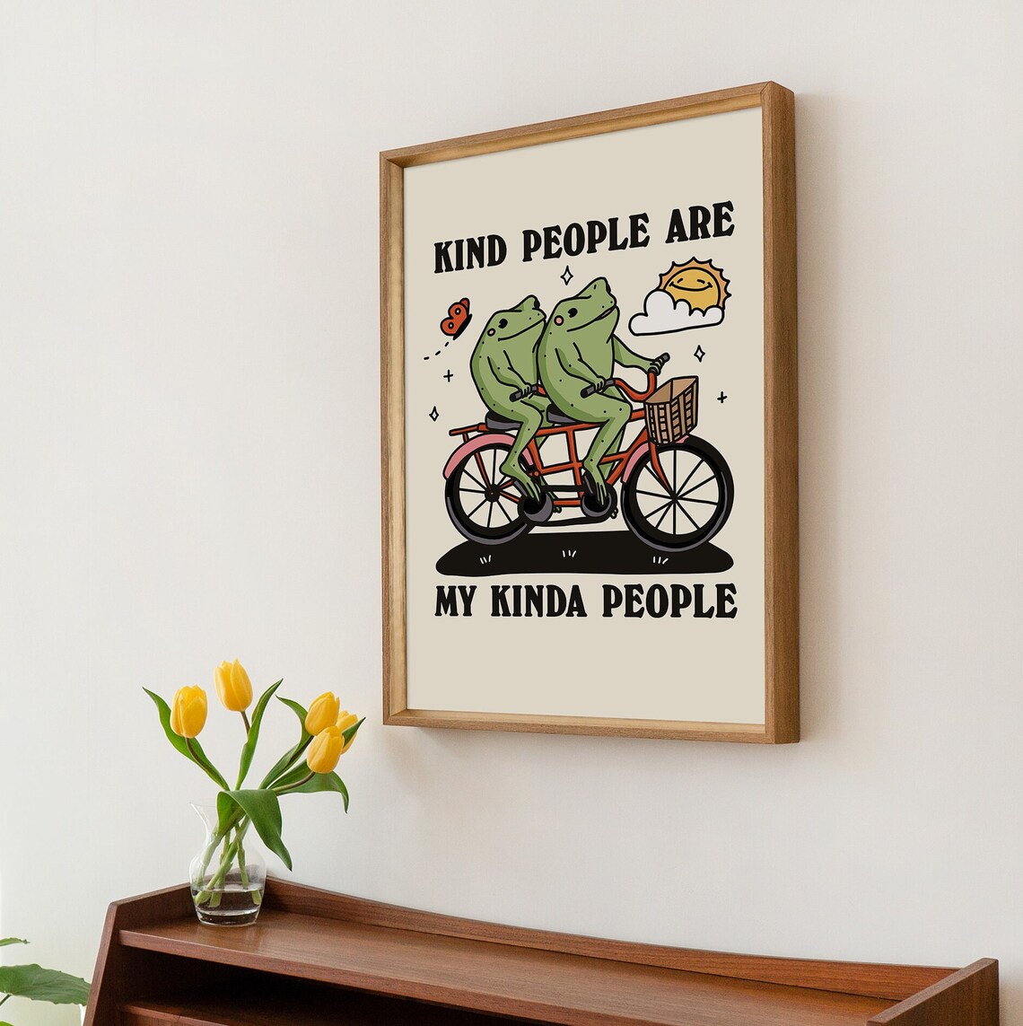 Frog Illustration Wall Print, Cottagecore Kindness Decor - Image 2